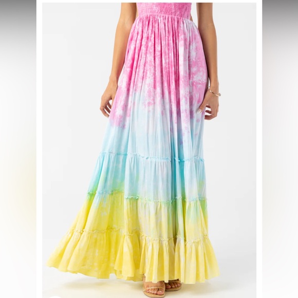 Tiare Hawaii NAIA Maxi dress ONE SIZE Pink Aqua Yellow - Picture 3 of 6